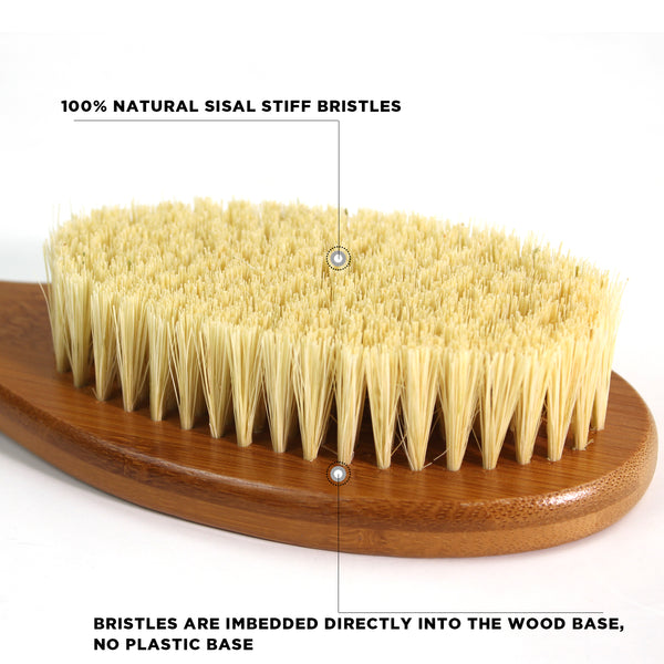 ICANdOIT® - 17.71 Inch Anti-Slip Long Curved Handle Bath&Shower Brush with Pumice Stone|STIFF Tampico Fiber