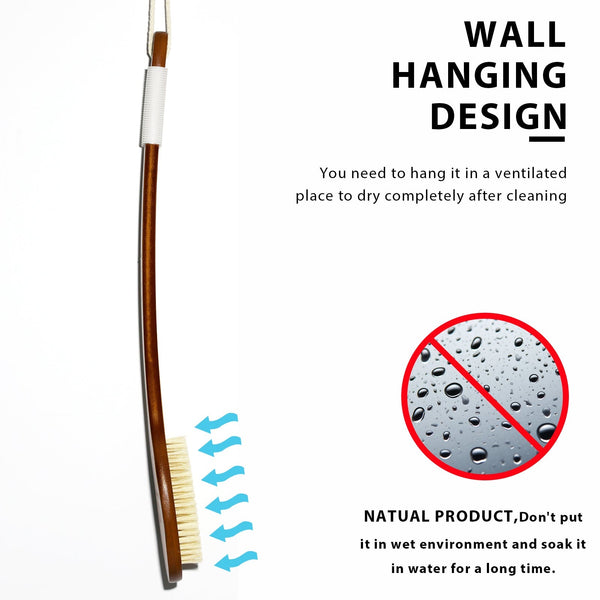 ICANdOIT® - 17.71 Inch Anti-Slip Long Curved Handle Bath&Shower Brush with Pumice Stone|STIFF Tampico Fiber