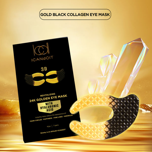 ICANdOIT®-24K Gold Collagen Eye Mask - Luxury Hydrogel Under Eye Mask with Anti-Aging Formula, Dual Split Design for Full Coverage, Brighten & Reduce Wrinkles-7Pairs/Box