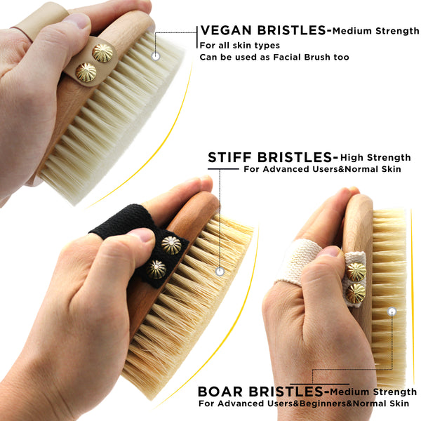 ICANdOIT®- Dry Body Brush with STIFF Tampico fiber bristle