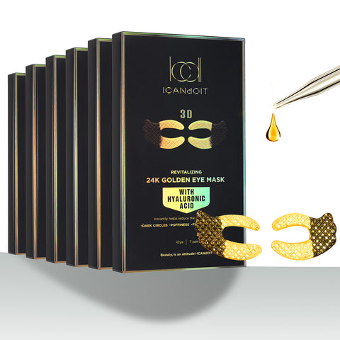 ICANdOIT-24K Golden Hydrogel Collagen Eye Mask,helps reduce the appearance of Dark circles,Puffiness,fine lines,Anti Wrinkles,one day one pair, 7 pairs Per Pack