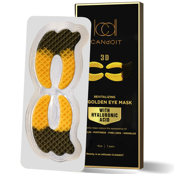 ICDI ICANdOIT-Gold Black Hydrogel Collagen Eye Mask,helps reduce the appearance of Dark circles,Puffiness,fine lines,Anti Wrinkles,one day one pair, 7 pairs Per Pack