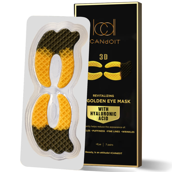 ICANdOIT-24K Golden Hydrogel Collagen Eye Mask,helps reduce the appearance of Dark circles,Puffiness,fine lines,Anti Wrinkles,one day one pair, 7 pairs Per Pack